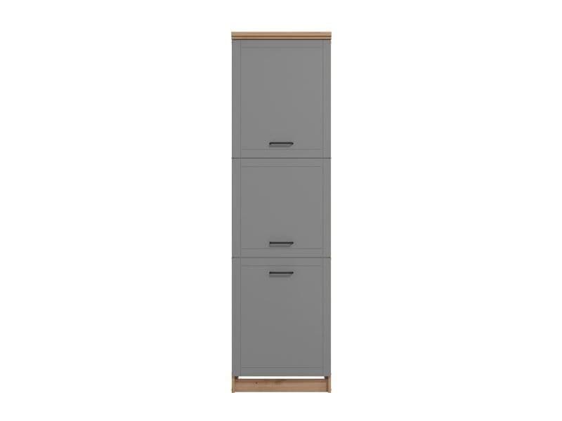 Hudson Grey And Oak Effect Tall 60cm 3 Door Kitchen Larder Unit Pantry Cupboard - 11012281