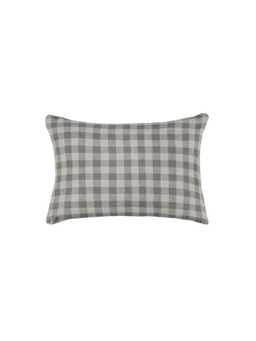 Ida Gingham Grey Lumbar Cushion Cover