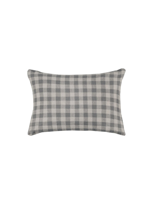 Ida Gingham Grey Lumbar Cushion Cover