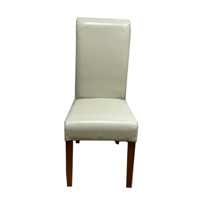 Ex-Display Cream Leather Rollback Dining Chair T64