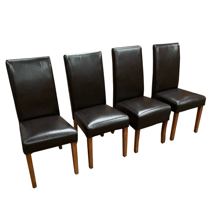 Ex Display Brown Leather Dining Chairs T242