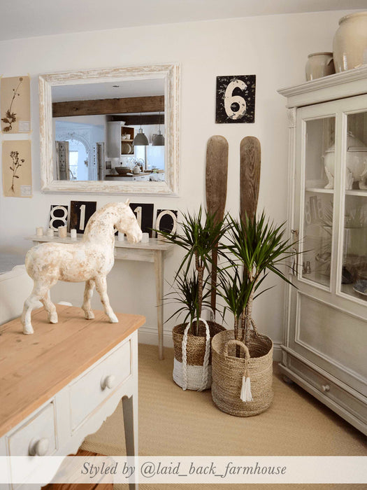 Three Natural & White Artisan Baskets