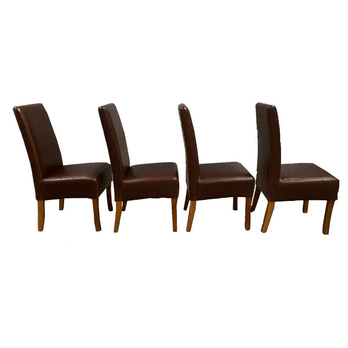 Set of 4 Antique Brown Leather Madrid Dining Chair T45