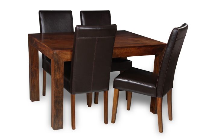 Acre & Artisan Solid Wood Dining Table 4 Barcelona Chairs (120cm)