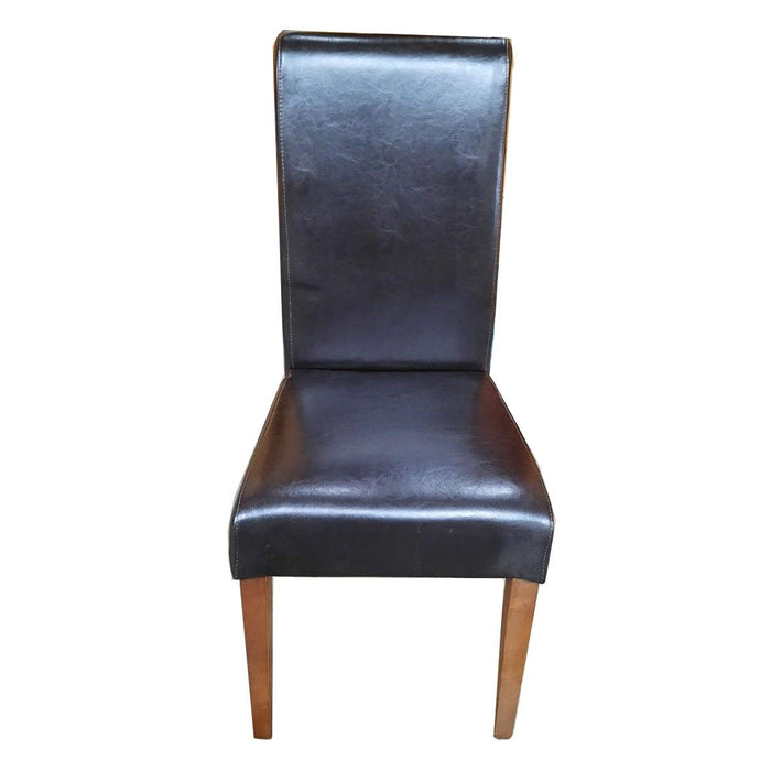 Black Leather Rollback Dining Chair T9
