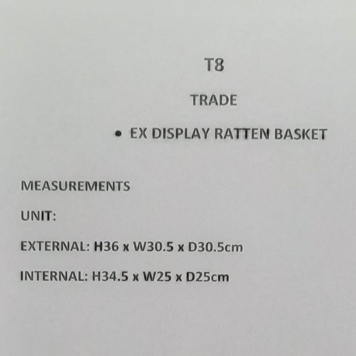Ex Display White Rattan Basket T8