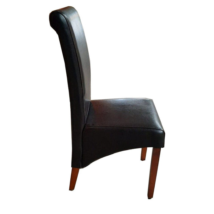 Black Leather Rollback Dining Chair T9