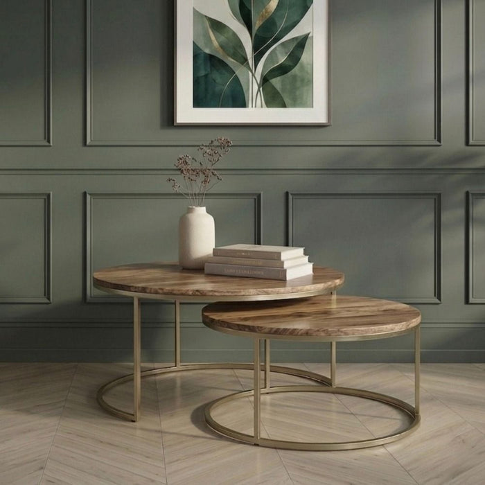 Industrial Gold Nest of Tables - In Stock