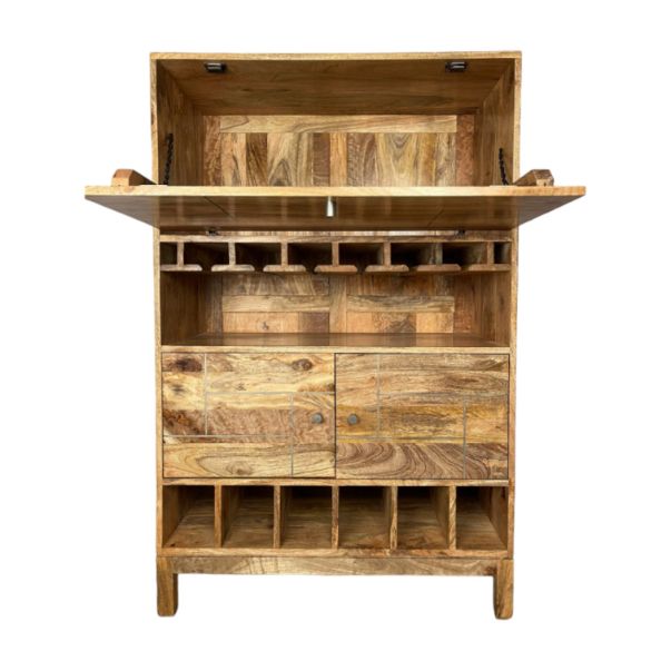 Inset Light Mango 85cm Drinks Cabinet - In Stock