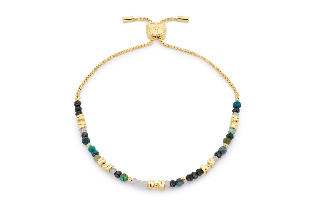 Iris Gold Azurite Gemstone Slider Bracelet