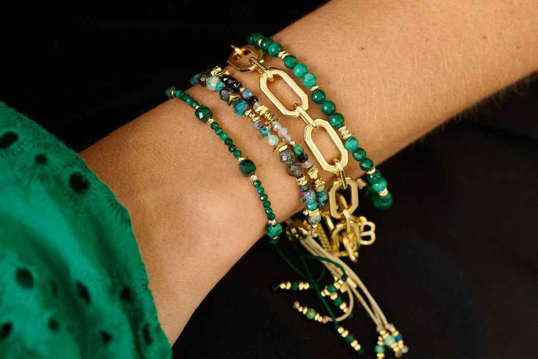 Iris Gold Azurite Gemstone Slider Bracelet