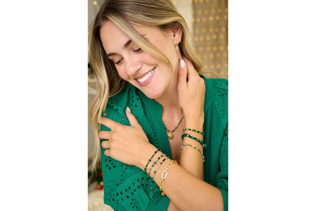 Iris Gold Azurite Gemstone Slider Bracelet