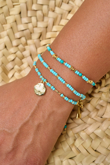 Iris Gold Turquoise Howlite Gemstone Slider Bracelet