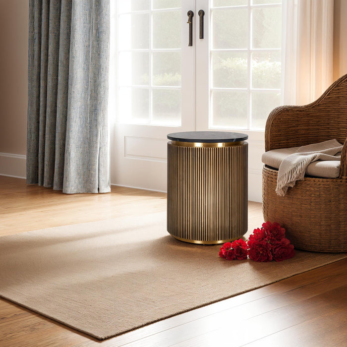 Ironville Gold Drum Side Table