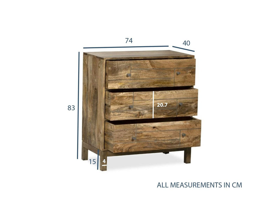 Inset Light Mango 74cm Chest of Drawers - In Stock