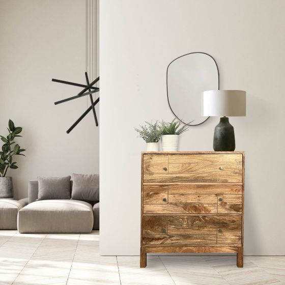 Acre & Artisan Inset Light Mango Chest Of Drawers (74cm)