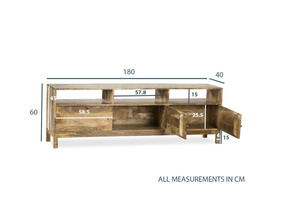 Inset Light Mango 180cm Media Unit - In Stock