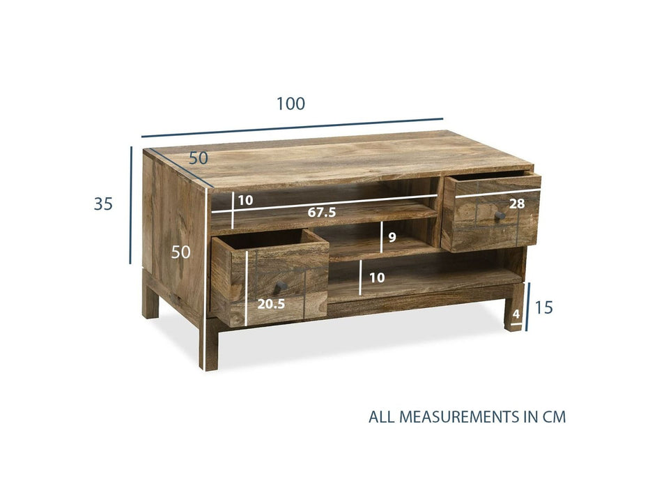 Inset Light Mango 100cm Coffee Table - In Stock