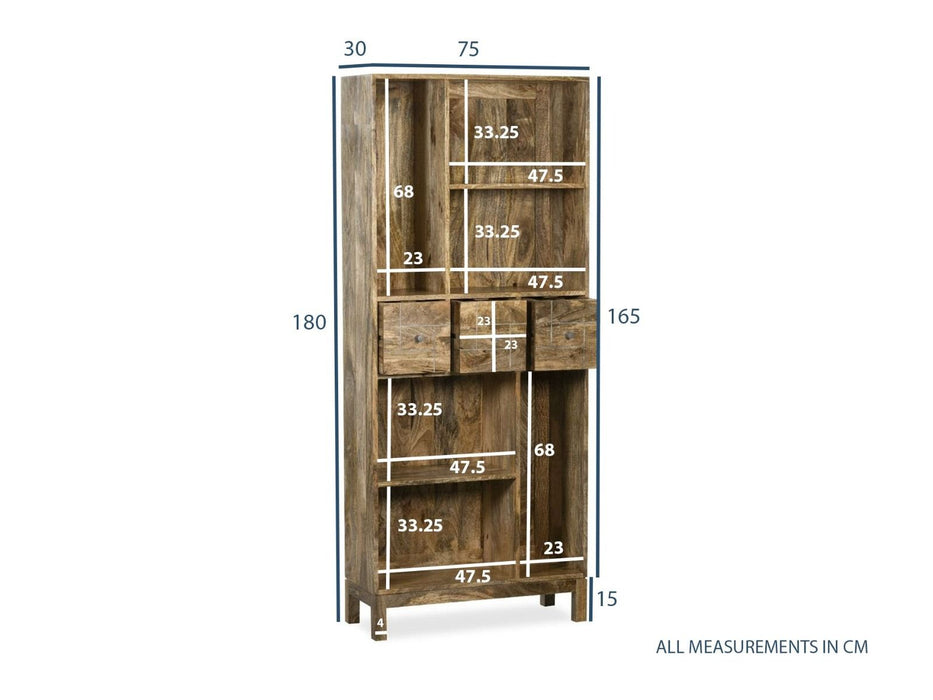 Inset Light Mango 75cm Bookcase - In Stock