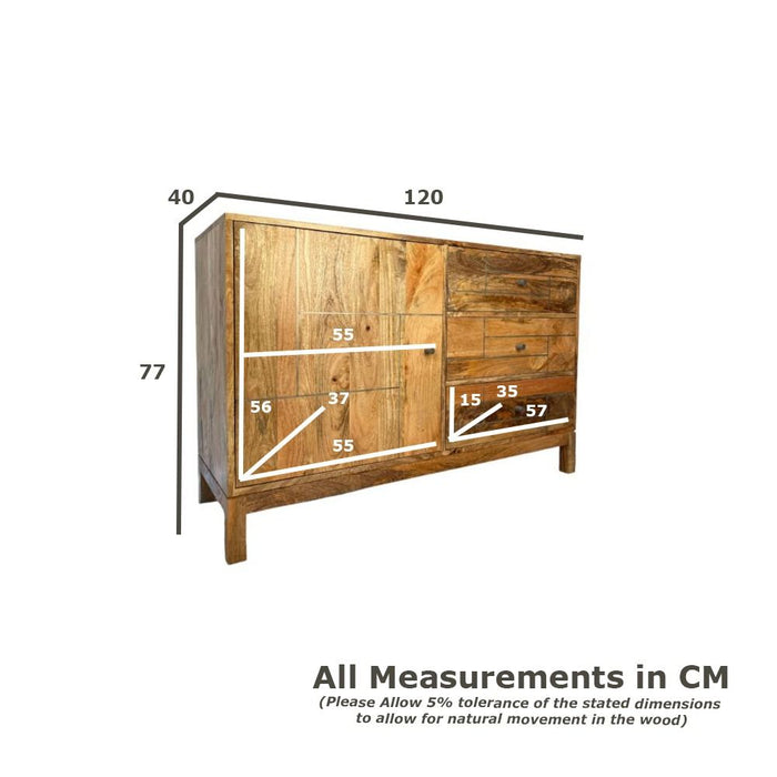 Inset Light Mango 120cm Sideboard - In Stock