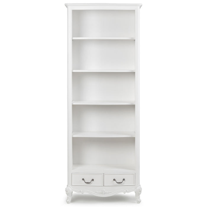 Ivory French Inspired Tall Bookcase with Drawers
