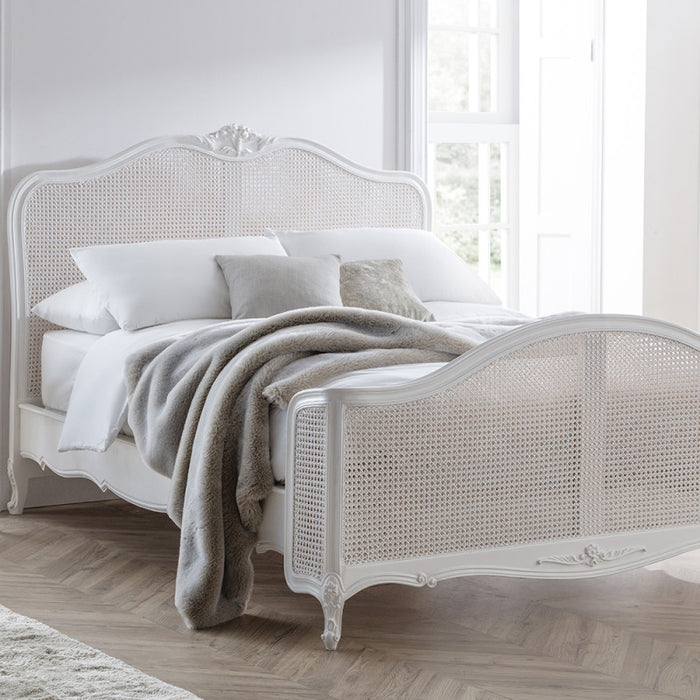 Ivory French Inspired Rattan Bed