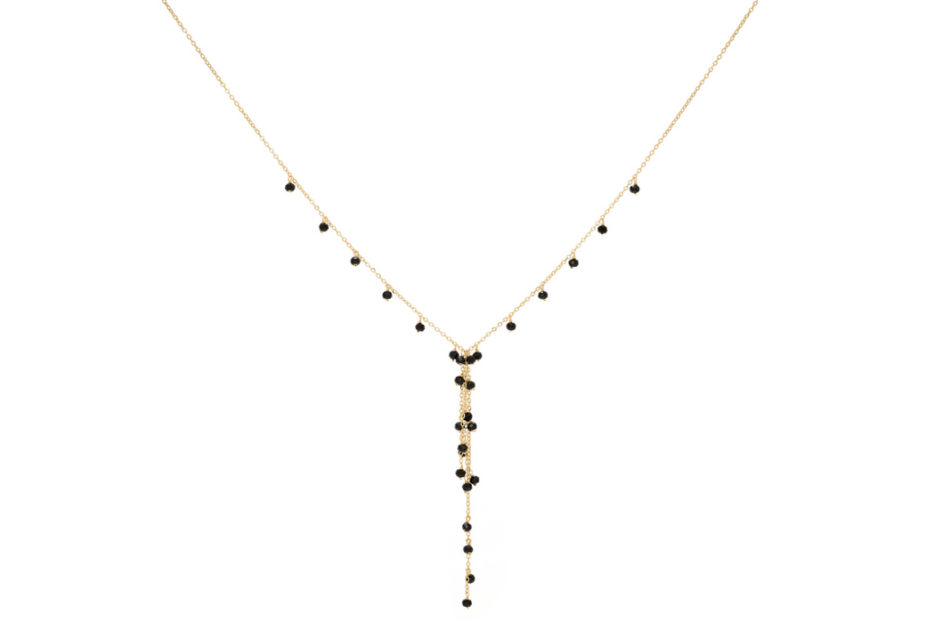 Ivy Black Spinel Lariat Gemstone Necklace