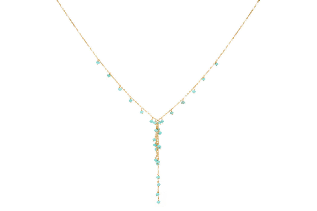 Ivy Gold & Amazonite Beaded Lariat Necklace