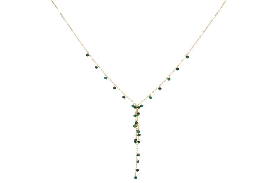 Ivy Malachite Lariat Gemstone Necklace