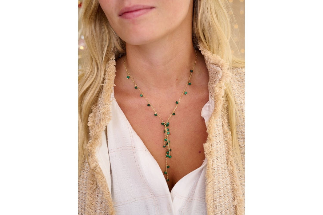 Ivy Malachite Lariat Gemstone Necklace