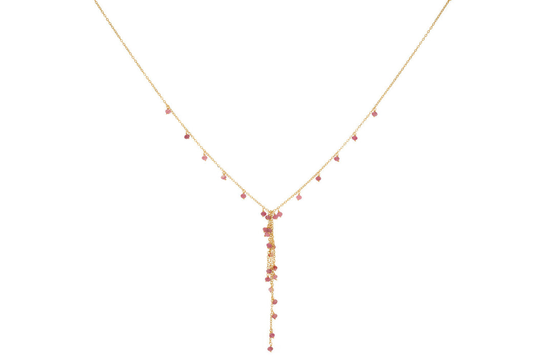 Ivy Pink Tourmaline Lariat Gemstone Necklace