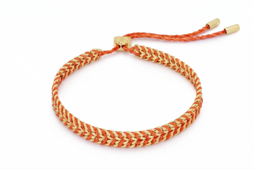 Iztac Neon Orange & Gold Woven Bracelet