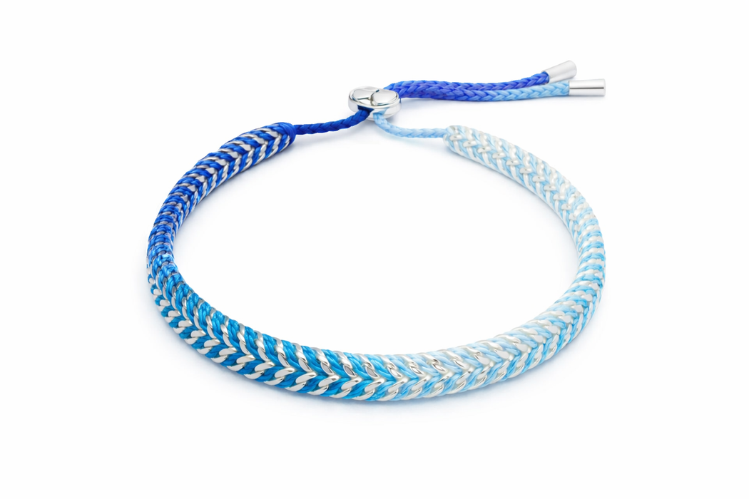 Iztac Midnight Silver Braided Bracelet