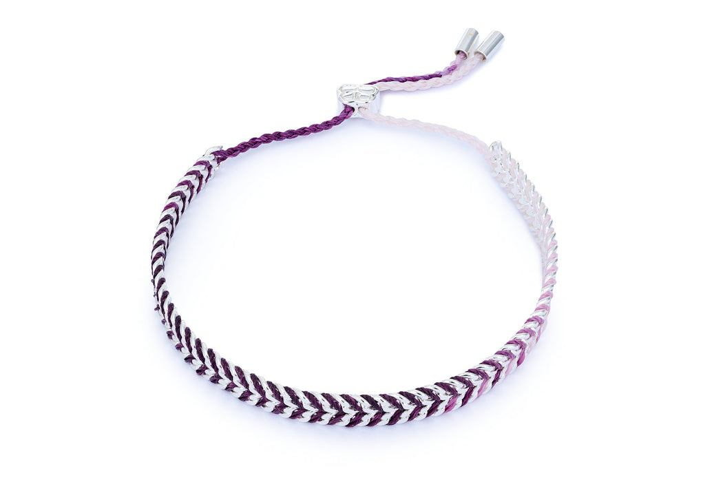 Iztac Silver & Purple Ombre Braided Bracelet