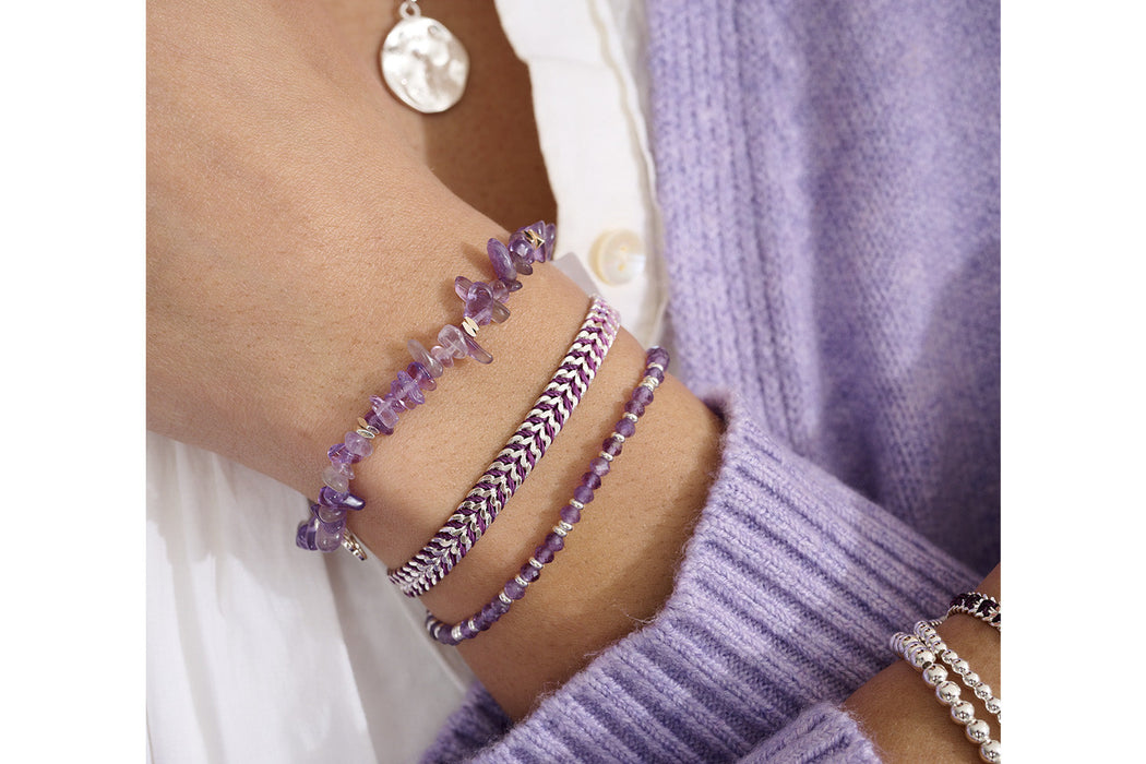 Iztac Silver & Purple Ombre Braided Bracelet