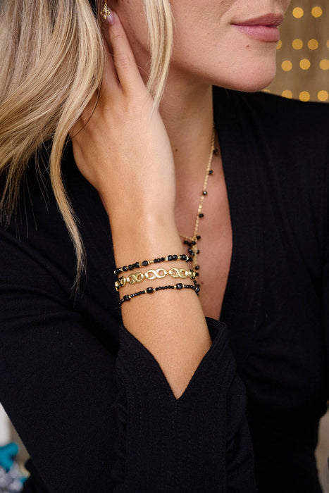 Izu Black Spinel Gold Stacking Bracelet
