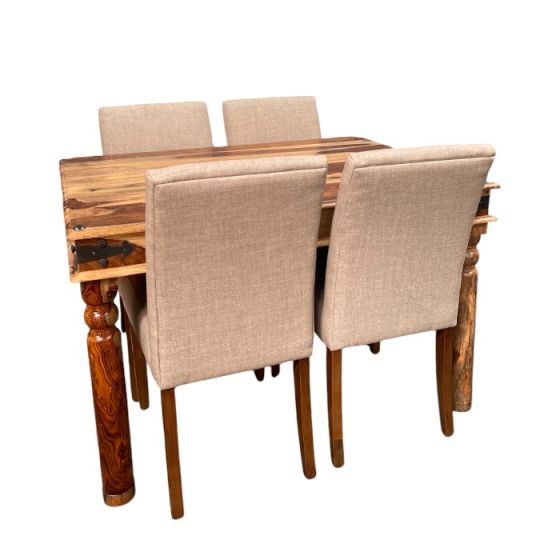 Acre & Artisan Jali Light 120Cm Dining Table 4 Milan Dining Chairs