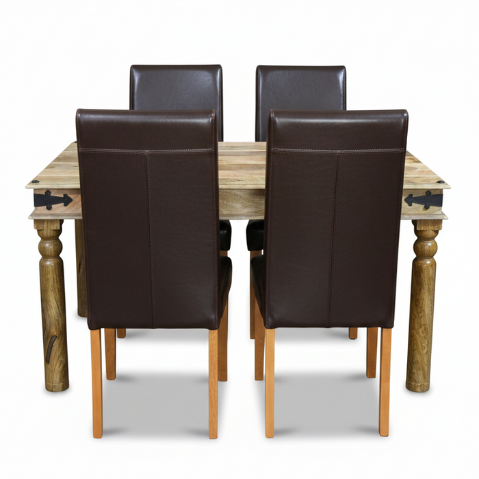Jali Mango - Light 120cm Dining Table & 4 Barcelona Chairs - In Stock
