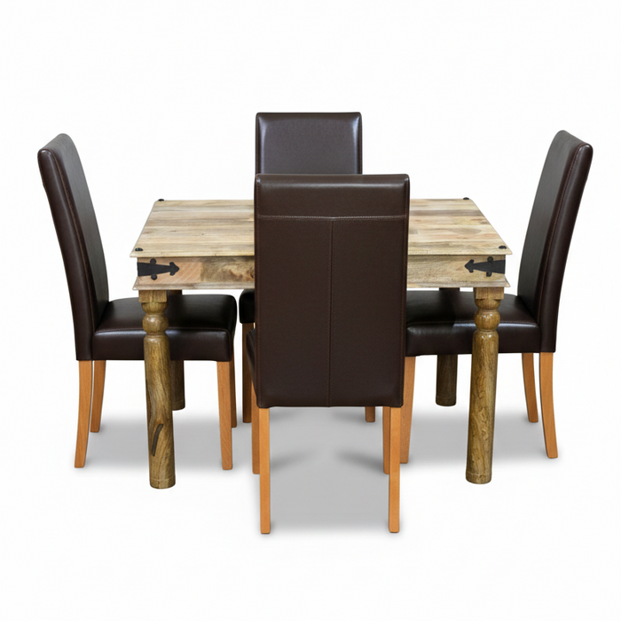 Jali Mango - Light 120cm Dining Table & 4 Barcelona Chairs - In Stock