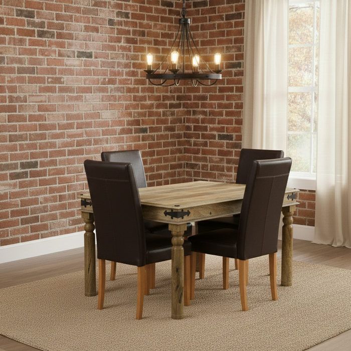 Jali Mango - Light 120cm Dining Table & 4 Barcelona Chairs - In Stock