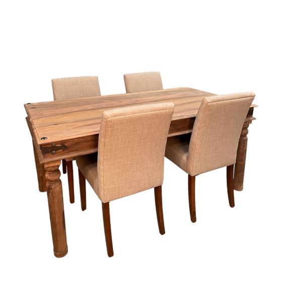 Acre & Artisan Jali Natural 160Cm Dining Table 4 Milan Dining Chairs