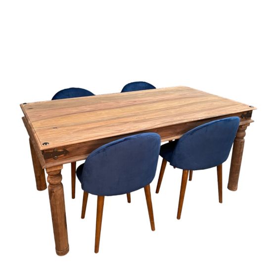 Acre & Artisan Jali Natural 160Cm Dining Table 4 Zena Dining Chairs