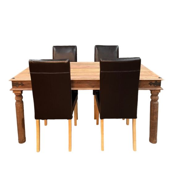 Acre & Artisan Jali Natural 160Cm Dining Table 4 Barcelona Chairs