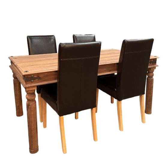 Acre & Artisan Jali Natural 160Cm Dining Table 4 Barcelona Chairs
