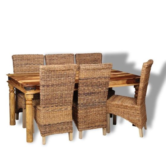 Acre & Artisan Large Jali Light Dining Table And 6 Rattan Dining Chairs (180cm)