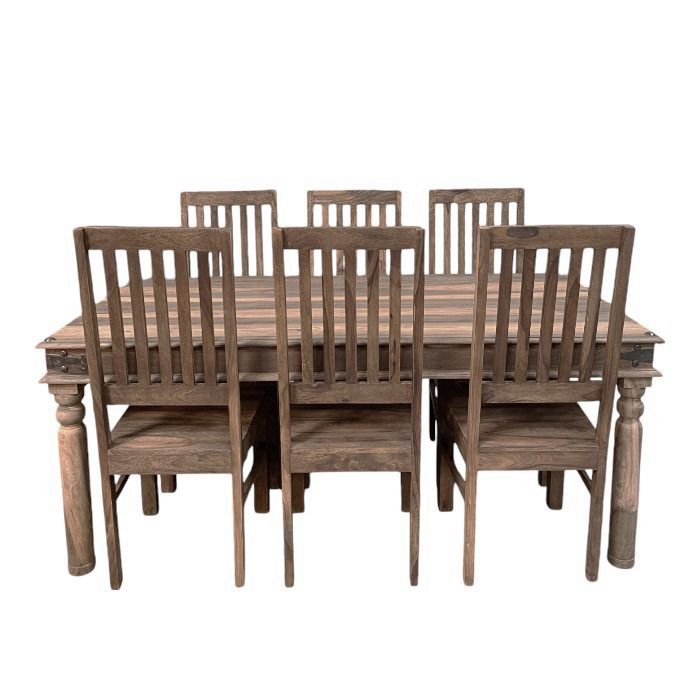 Jali Natural 180cm Dining Table & 6 Jali Natural Dining Chairs - In Stock