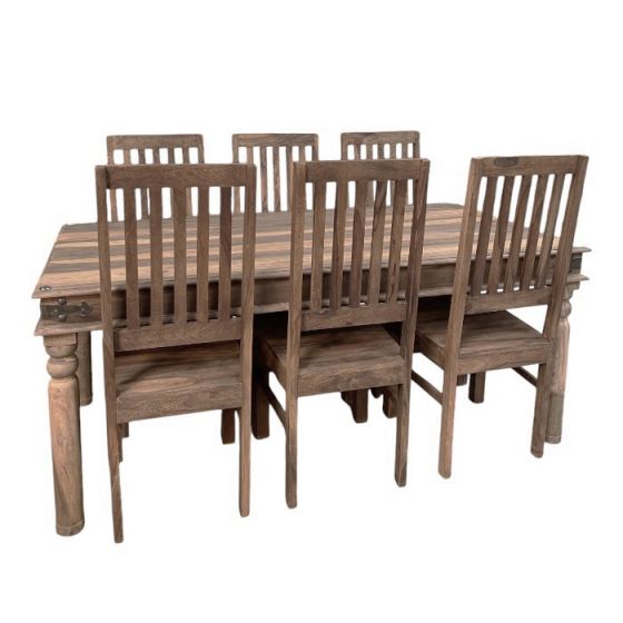 Acre & Artisan Jali Natural 180Cm Dining Table 6 Jali Natural Dining Chairs