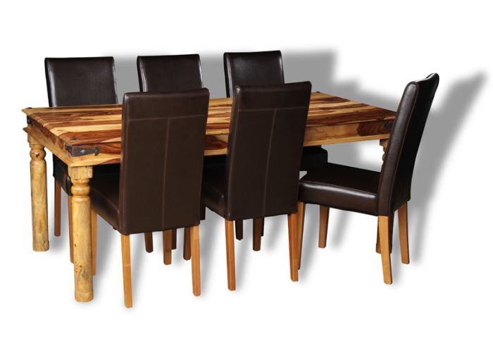 Acre & Artisan Large Jali Light Dining Table And 6 Barcelona Chairs (180cm)