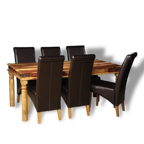 Acre & Artisan Large Jali Light Dining Table And 6 Rollback Chairs (180cm)