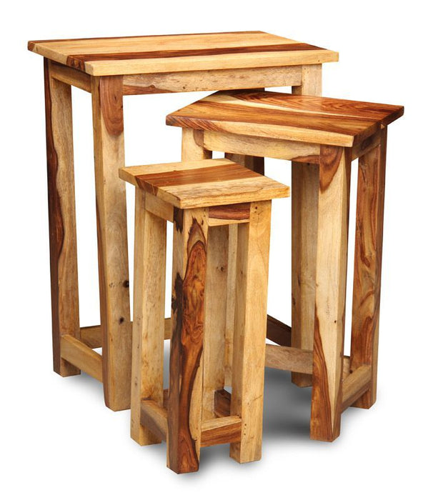 Jali Sheesham Tall Nest of Tables - Light